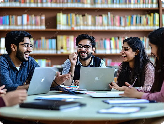 Students studying finance